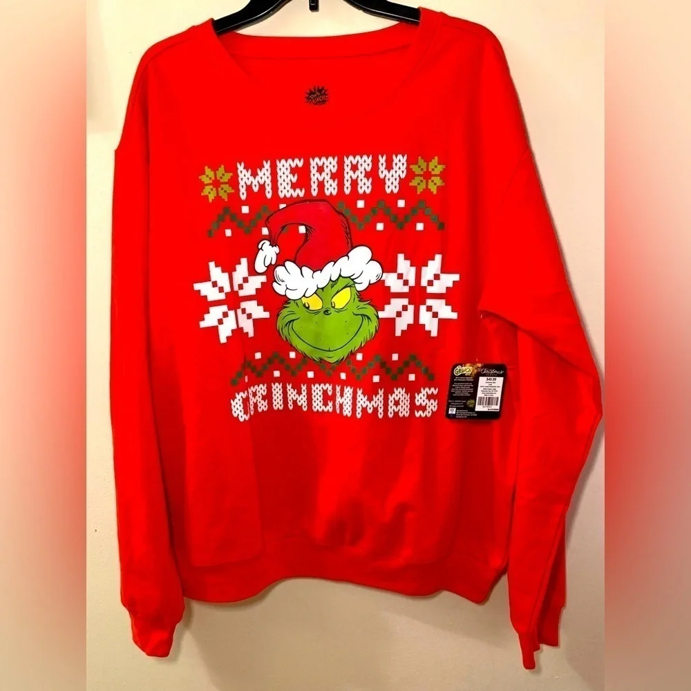 NWT Grinch Merry Christmas Red Sweater Sz Large